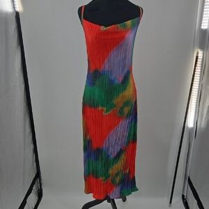 Colorful Pleated Maxi Dress